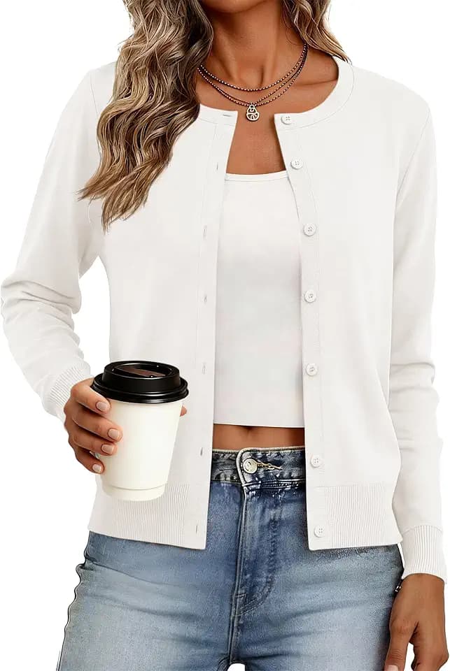 Womens Cardigan Sweaters Lightweight Long Sleeve Button Down Knit