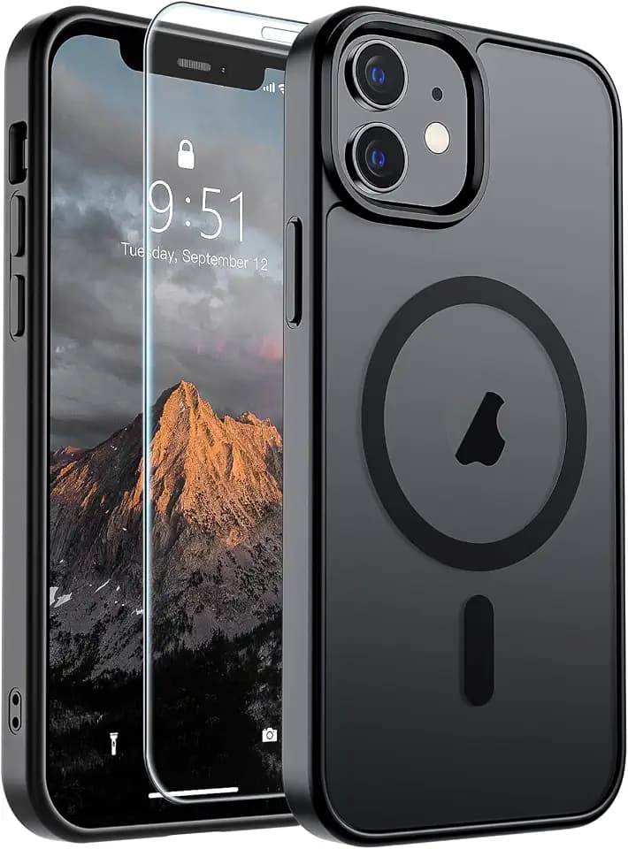 SUPFINE Magnetic for iPhone 12 Case/iPhone 12 Pro Case Black