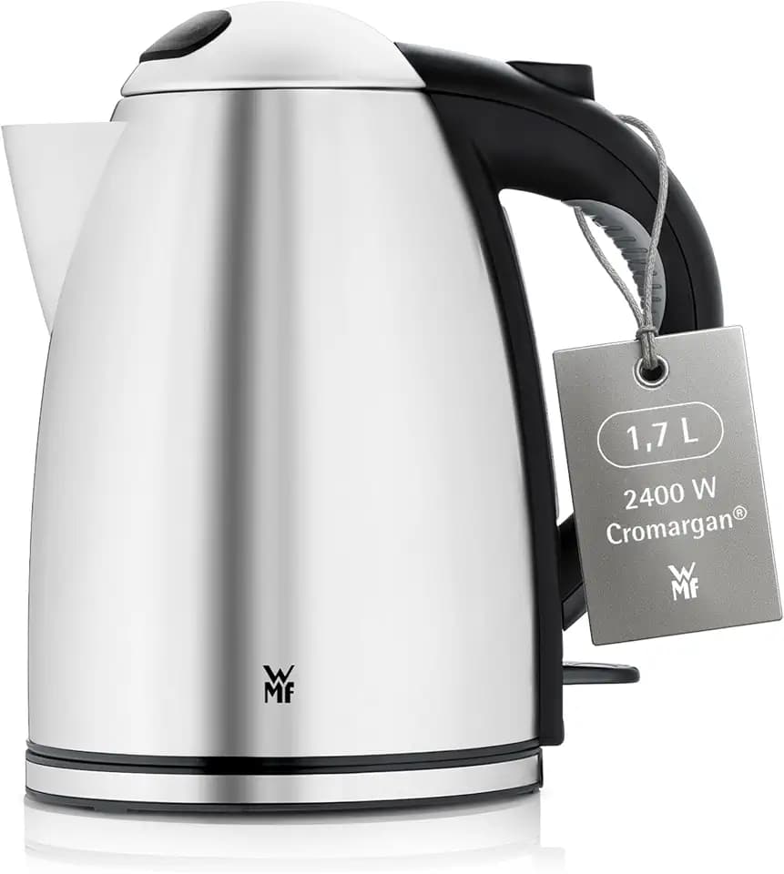 WMF Stelio Wasserkocher Edelstahl 1,7l, elektrischer Wasserkocher mit Kalkfilter, 2400 W, Wasserstandanzeige beleuchtet, Überhitzungsschutz, edelstahl matt silber