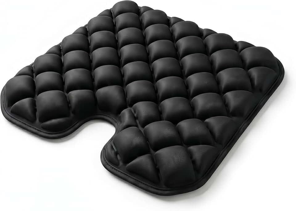 Inflatable Seat Cushion for Long Sitting, 54 High-Low Air Cell Travel Seat Cushion for Airplane, Office Chair, Car & Wheelchair, Adjustable Firmness Pressure Relief Seat Pad, 16.5" x 15.8"