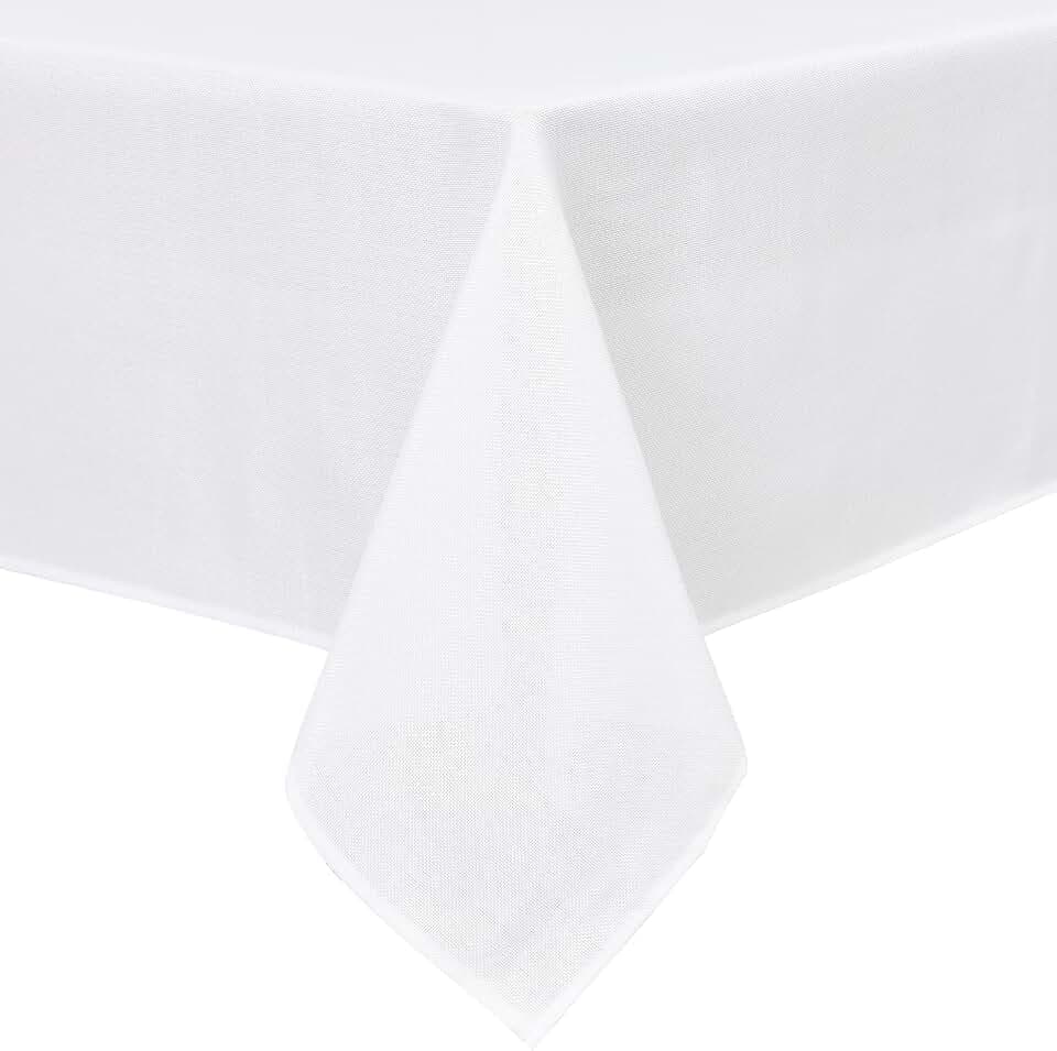 Hiasan White Faux Linen Rectangle Tablecloth 52 x 70 Inch for Dining Room