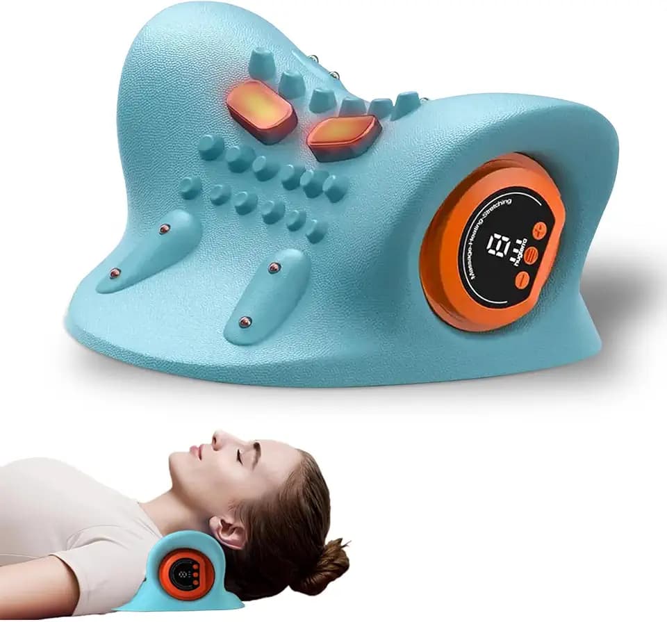 Nackenmassagegerät mit Wärme, 3D-Nackenmassage, Kabelloses Massagegerät für Nacken, 3 Modi & 6 Intensitätsstufen