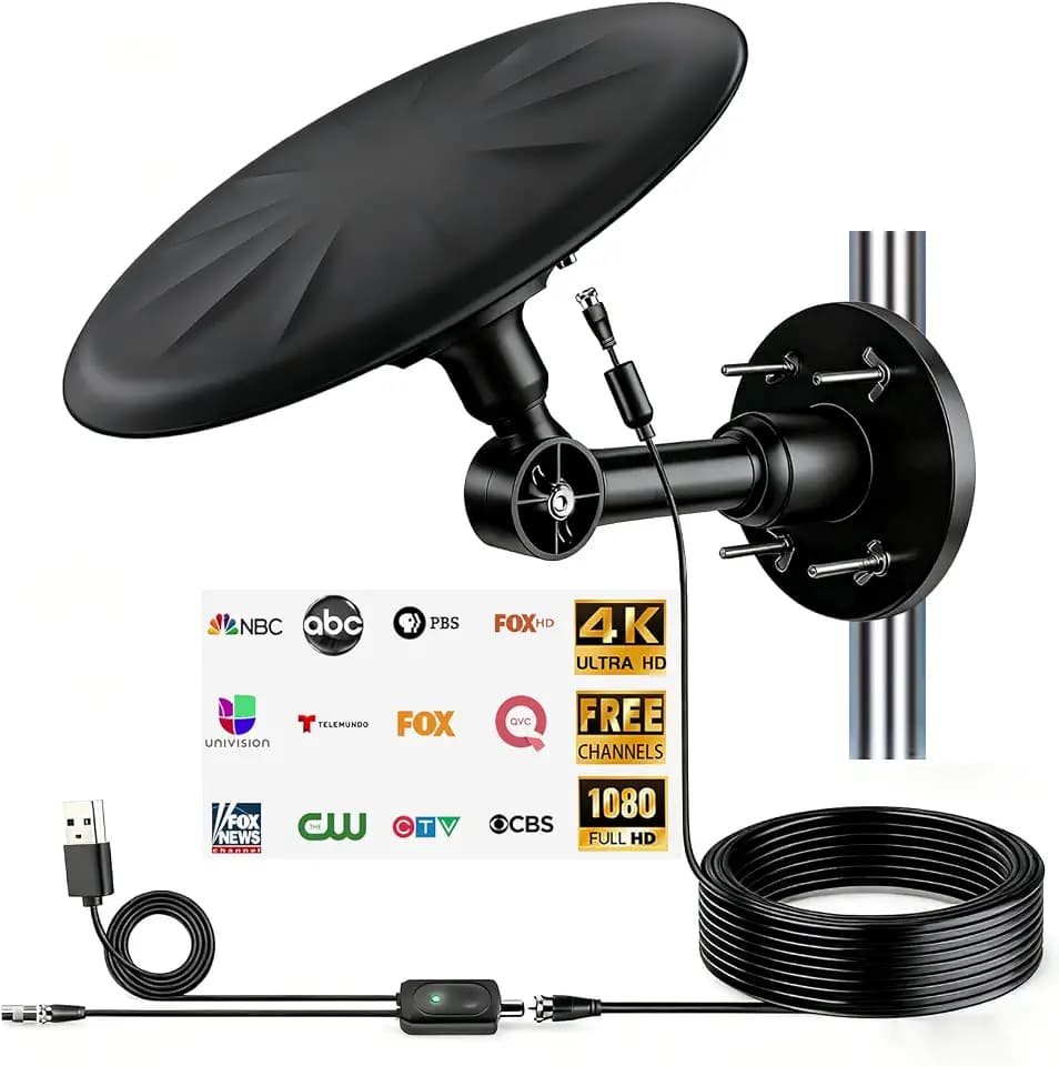 Outdoor TV Antenna 720° Omni-Directional Long Range Reception，Black