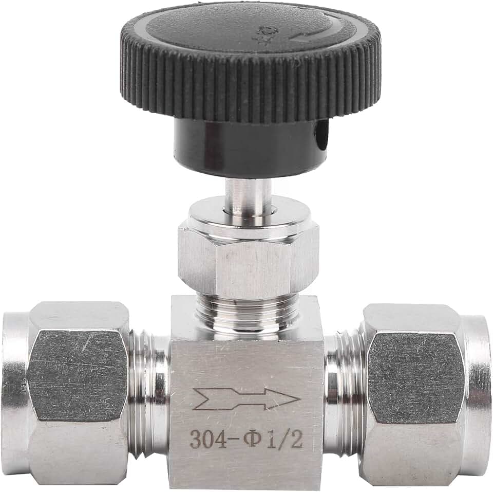 High Pressure Needle Valve for Water & Gas Control - Premium 304 Stainless Steel - Accurate Adjustment - for Industrial Applications (Ф1/2)