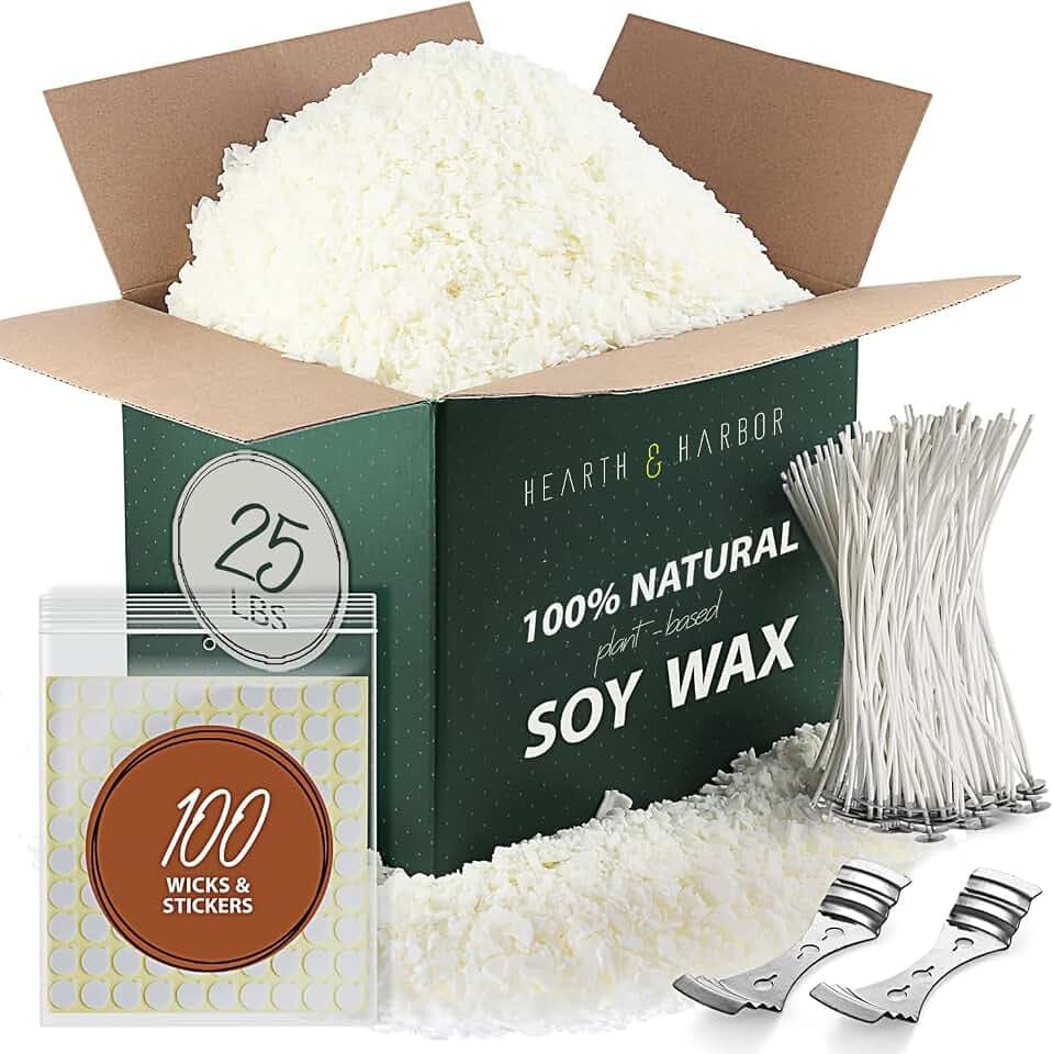 Hearth & Harbor Organic Candle Wax, Pure Soy Wax for Candle Making, 25 lbs