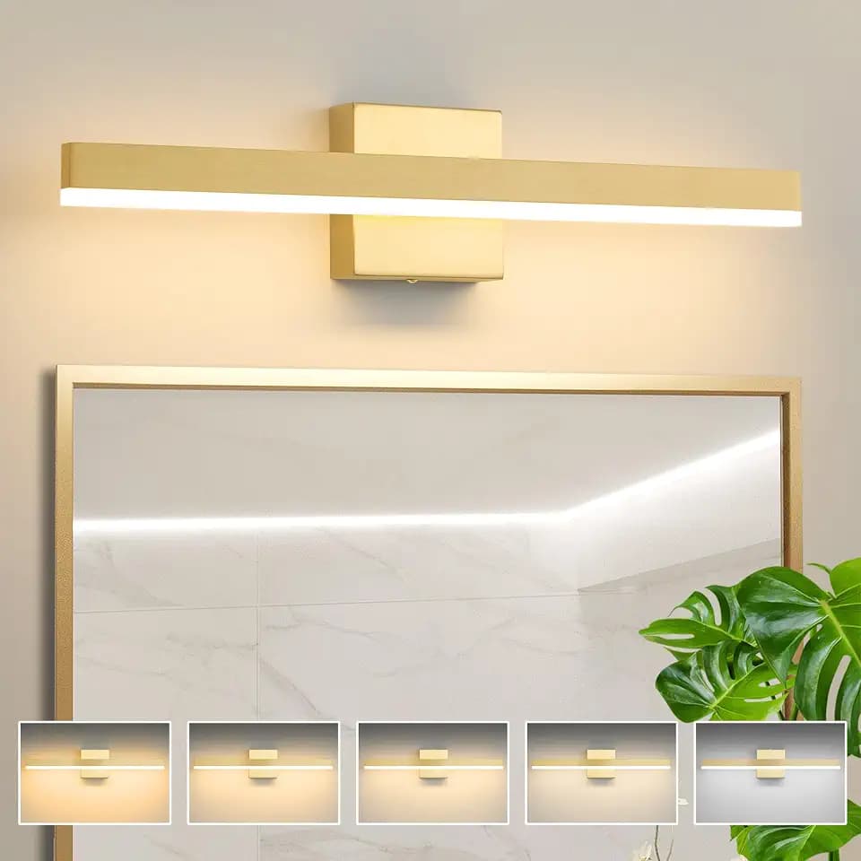 Gold Bathroom Vanity Light Fixture 23.6'' 20W Dimmable 5CCT LED Hardwired