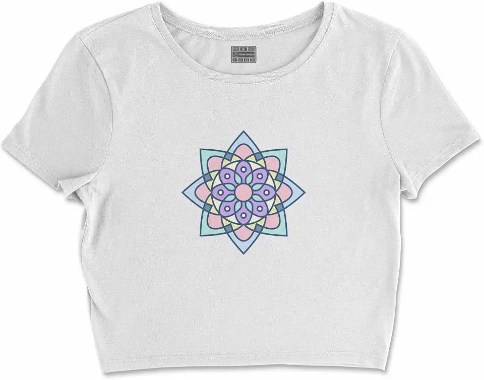 Digital Bedrucktes, Damen Basic Crop-Top,%100 Baumwolle, Weiß, Lässig, Damen Oberteile, Größe: S