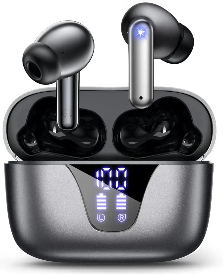 Wireless Earbuds Bluetooth Headphones, 50H Playtime Ear Buds with Mic in-Ear Earphone - Steel