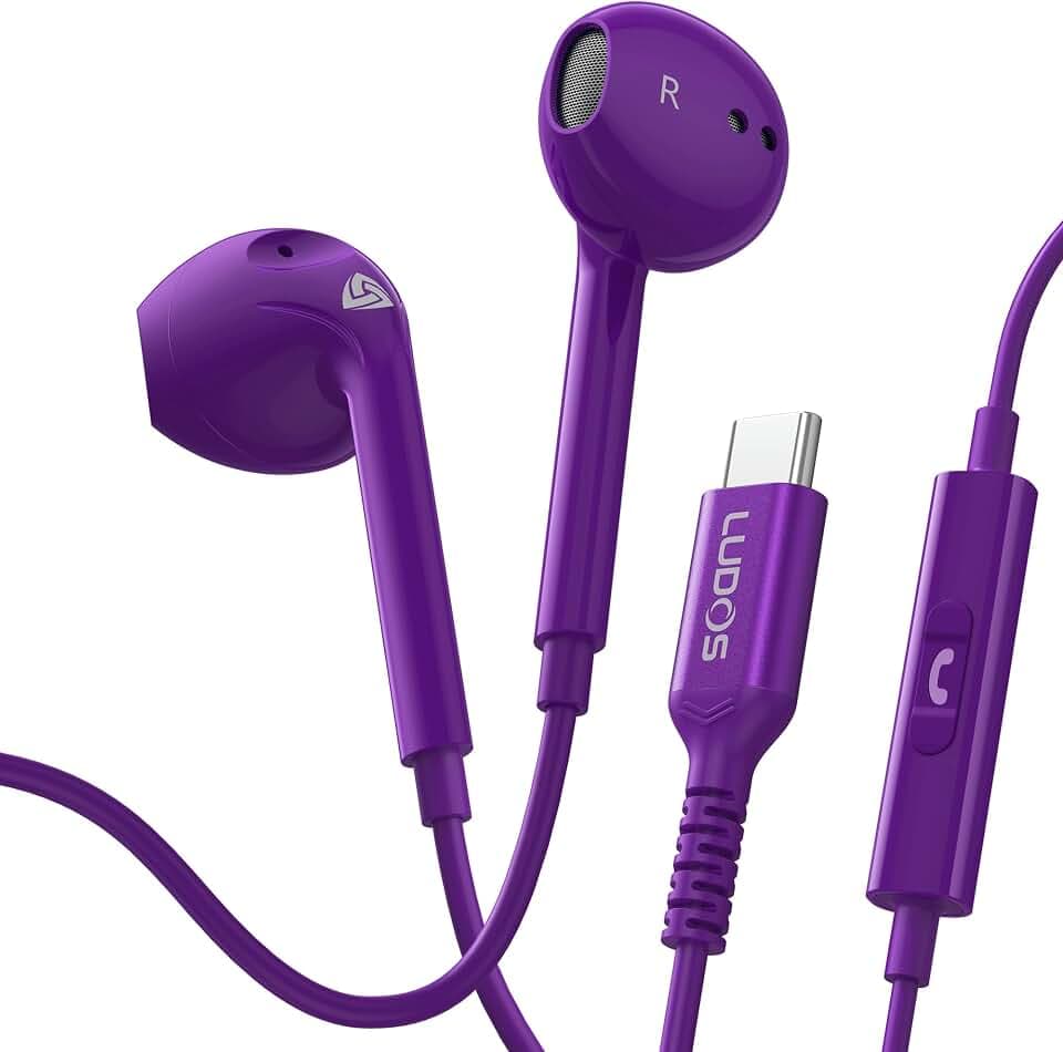 LUDOS Zenith USB C Headphones, 5 Years Warranty, Wired USB-C Earbuds
