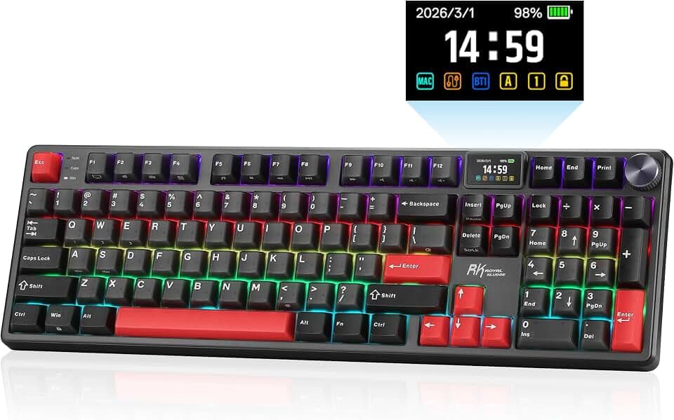 RK ROYAL KLUDGE S104 Wireless Mechanical Keyboard with Screen & Metal Knob