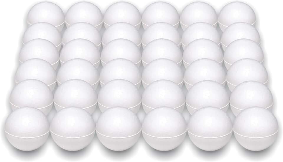 Bulk - Made in USA - 3" Inch High-Density Extra Strong Foam Balls – 36 Pack, Smooth Polystyrene Spheres for Crafts, DIY Projects, Decorations & Floral Use