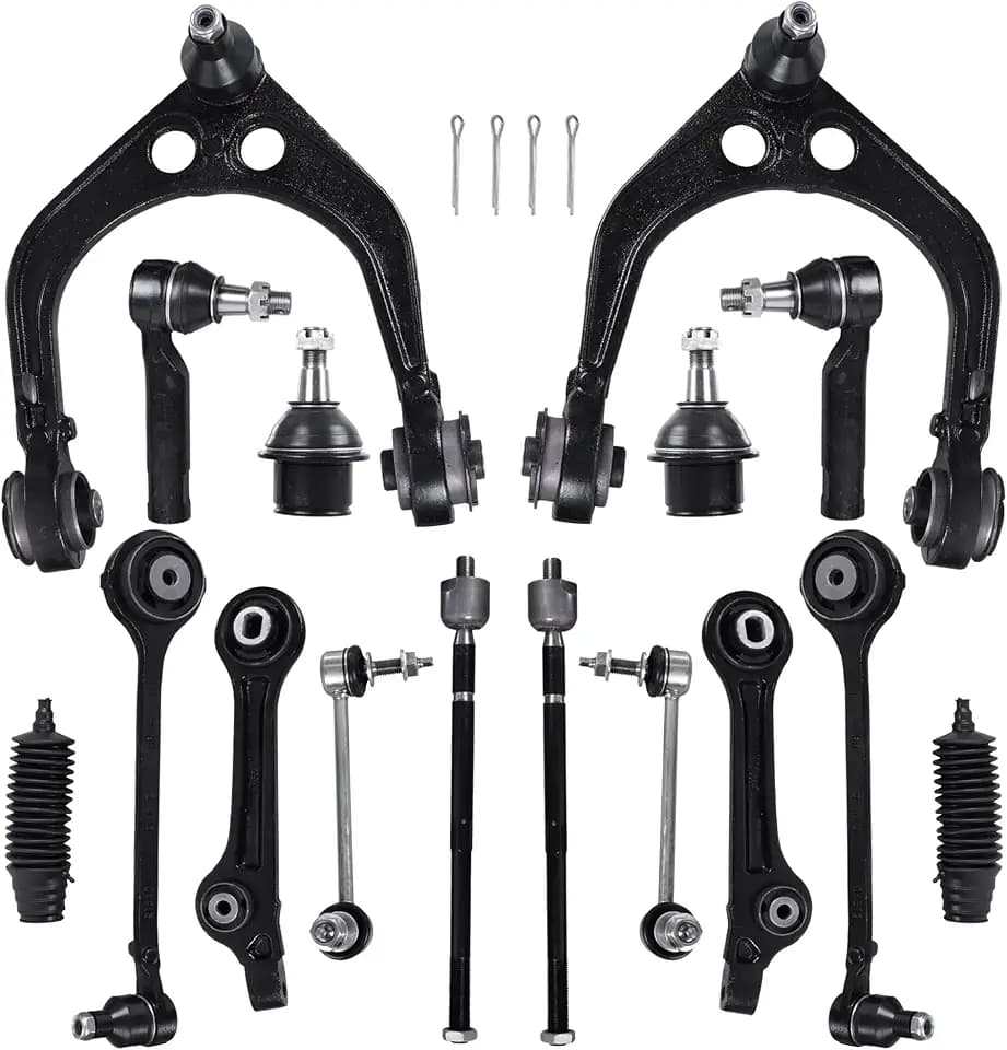 KUIPERAUTO Front Upper/Lower Control Arms Suspension kit Compatible with 2011-2017 Chrysler 300 Dodge Challenger Charger with Ball joint Sway Bars Tie Rod RWD Only 16PCS