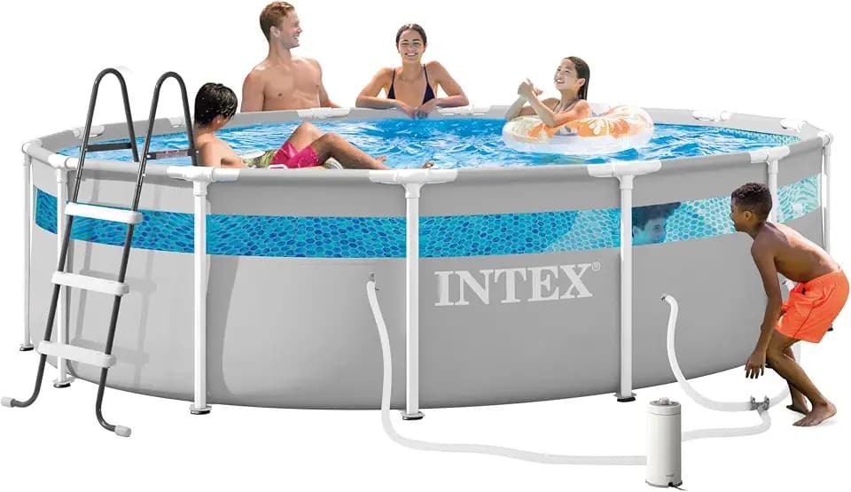 INTEX 26721MZ 14ft x 42in Prism Frame Clearview Premium Above Ground Pool Set: Includes 1000 GPH Krystal Clear Cartridge Filter Pump – 3357 Gallon Capacity – Age Grade 6+