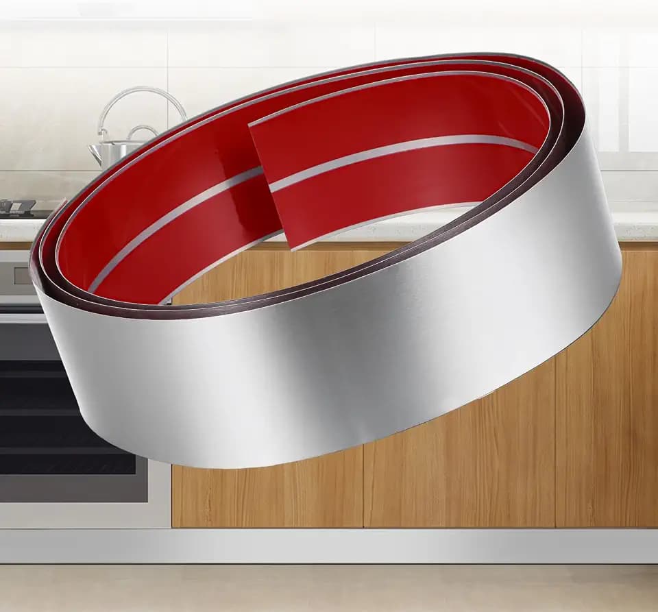 Stainless Steel Toe Kick Cover, 4" x 118" Baseboard Plate, Self Adhesive Kickplate for Bottom of Door, Kitchen Island, Cabinet, Cupboard