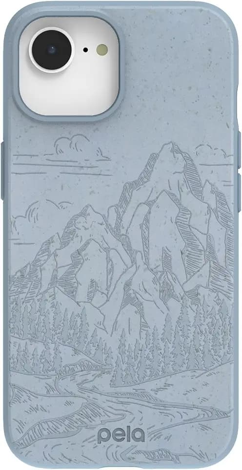 Pela | Phone Case Compatible with iPhone 16e/17e | MagSafe Included | Cute Eco Friendly | Made with Plants | Powder Blue Rockies