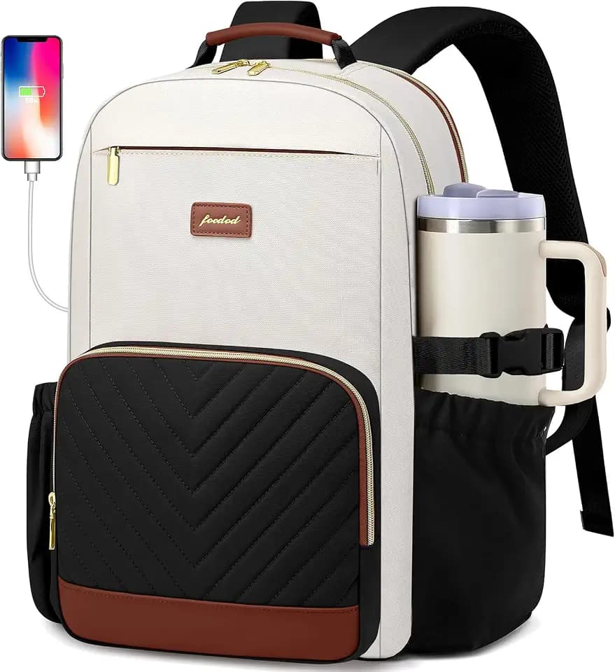 Laptop Backpack for Women Bookbag: 15.6 inch Work School Backpacks with Pouch Pocket for Large Capacity Cup & USB Charger College Book Bag Travel Business Nurse Teacher Bookbags Anti-theft Back Pack