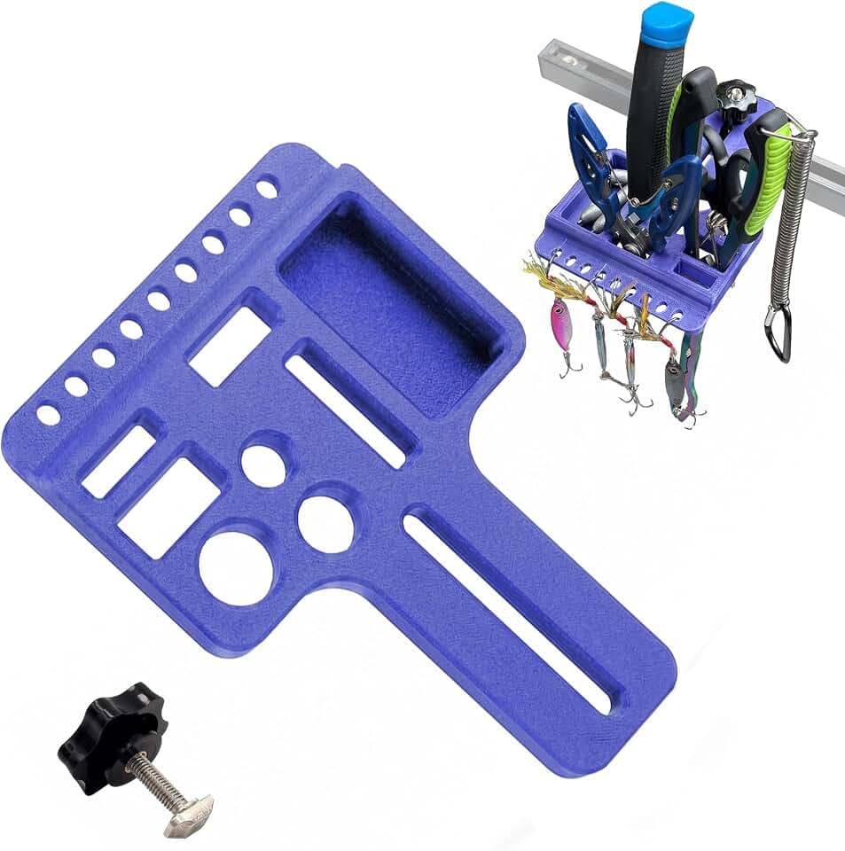 Boat & Kayak Fishing Tool Holder,No-Drill T-Track Mount,Blue