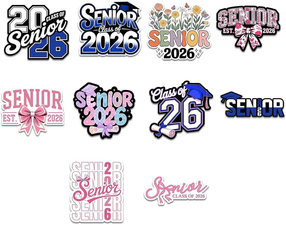 (10pcs) Senior 2026 Sticker Pack, Waterproof Sticker for High School Graduating Students, College Student Decoration Graduation Class of 2026 Gifts for Kindle Planner Tablet (Senior 1, 3 inches)
