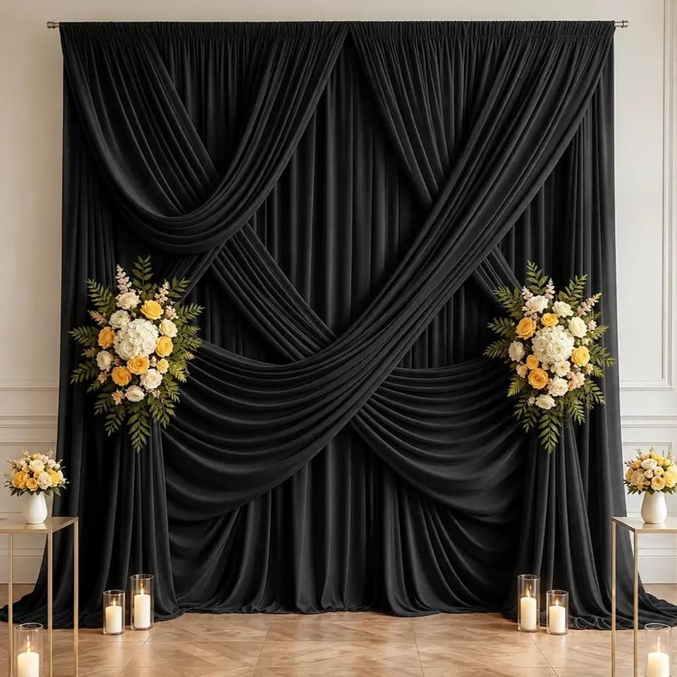 10x10 FT Black Backdrop Curtains for Weddings, Parties and Photo Booths
