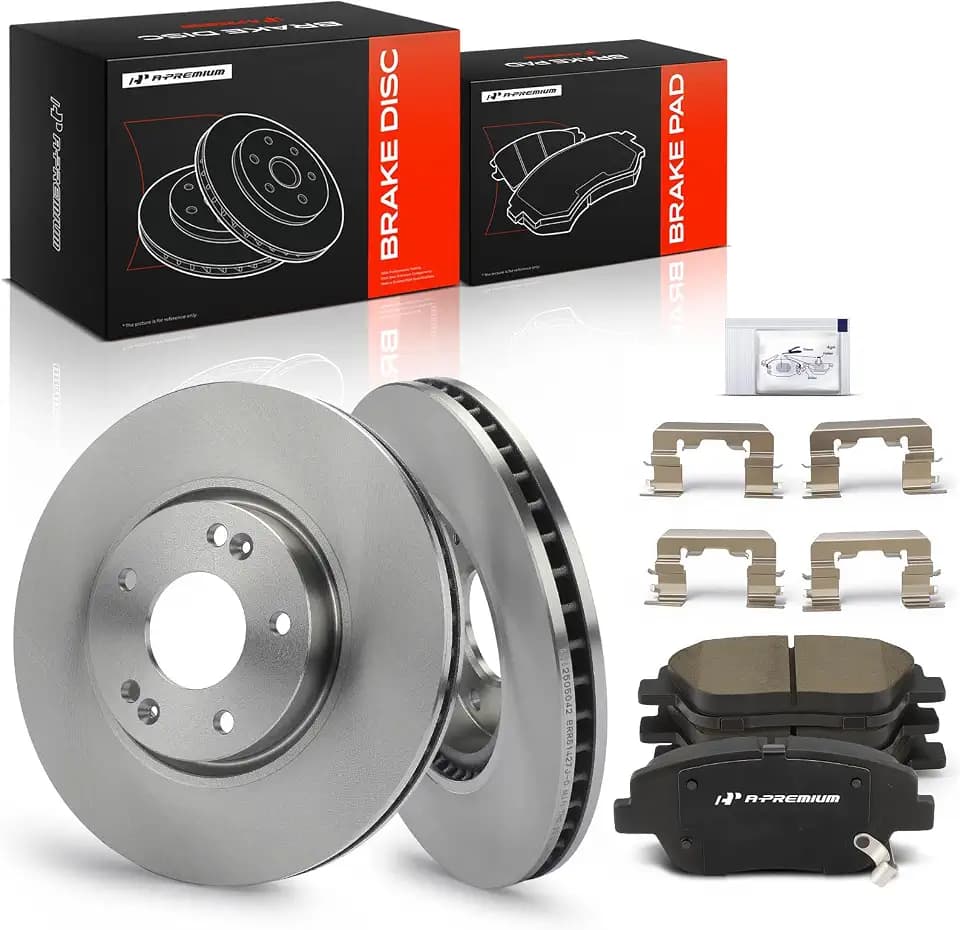 A-Premium 11.81 inch (300mm) Front Vented Brake Rotors and Ceramic Pads Kit