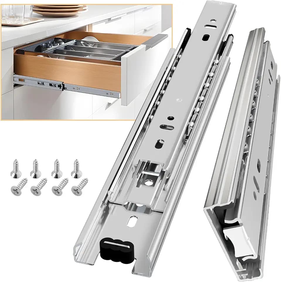 AOLISHENG Schubladenschienen Vollauszug 200mm Schwerlastauszug mit 45 kg Tragkraft für Küchenschränke und Möbel,Weiß,1 Paar(2er Set)