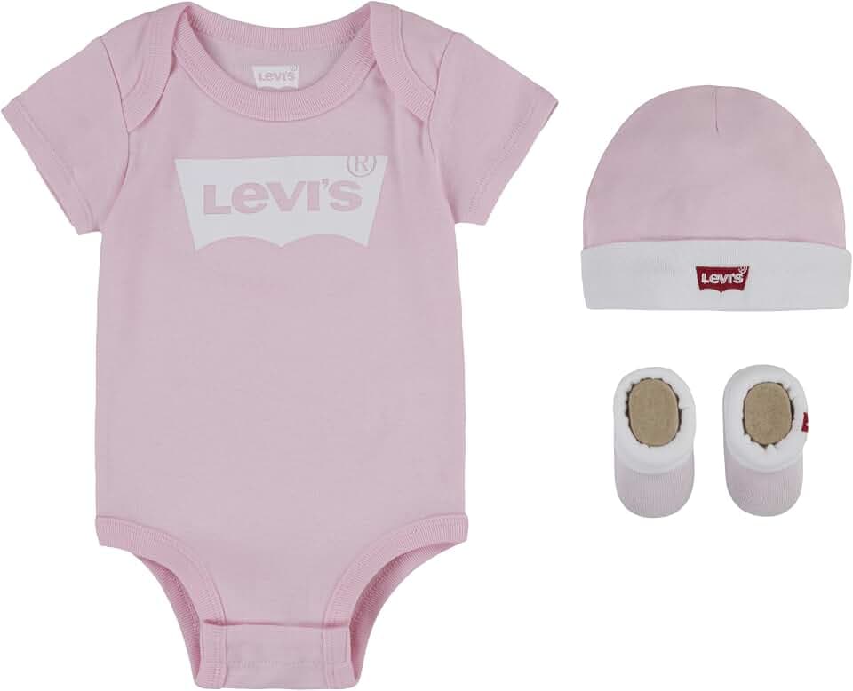 Levi's Baby - Jungen Classic Batwing Infant Hat Bodysuit Bootie Set 3pc Baby- und Kleinkind-Strampelanzug (3er Pack)