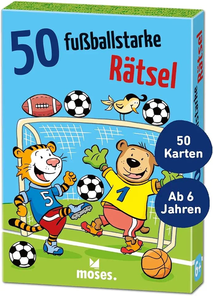 Moses. 50 fußballstarke Rätsel, lustiges Rätselspiel rund um Fußball, Rätselspaß für kleine Fußballfreunde ab 6 Jahren, Suchbilder, Labyrinthe und Wortspiele zum Thema Fußball