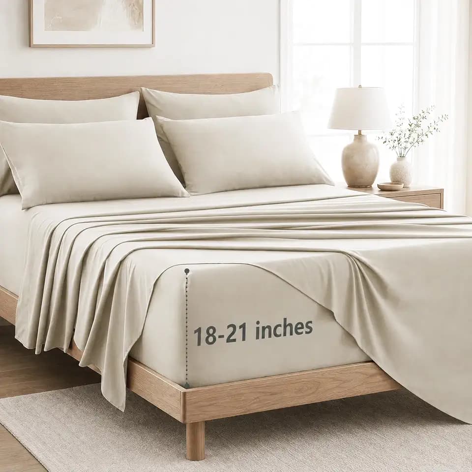 CozyLux King Size Sheets Set 6-Piece, 21-Inch Deep Pocket, Soft Feel