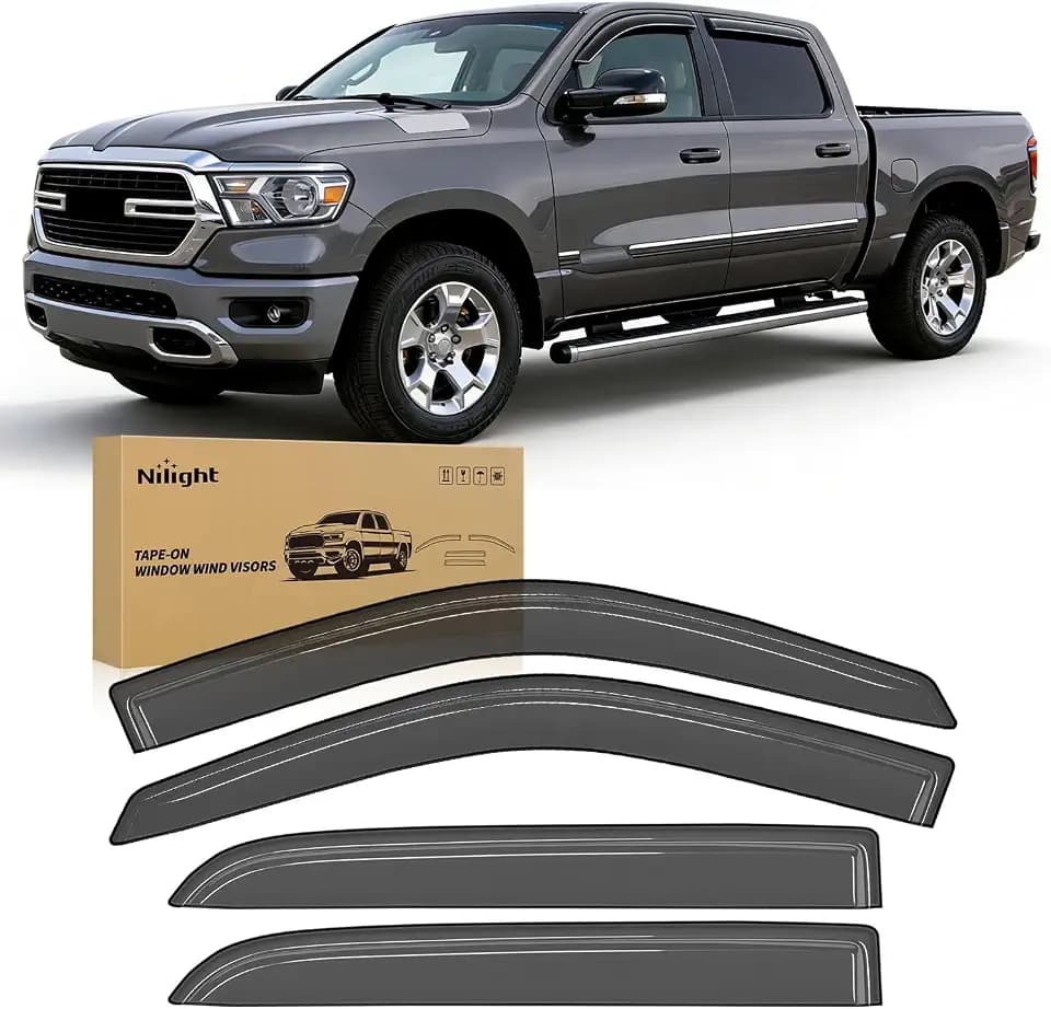 Nilight Window Visors for Ram 1500 Crew Cab 2019-2025 (New Body Style)