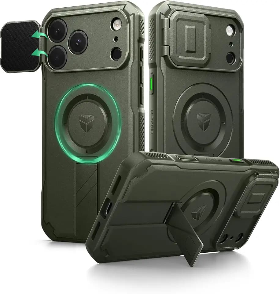 Dexnor for iPhone 17 Pro Case with Flip Camera Cover, 6.3 inch Army Green