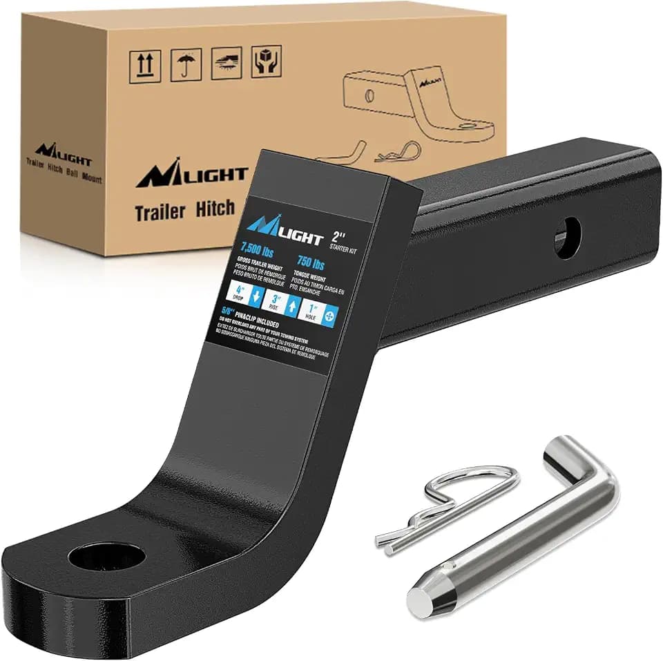 Nilight 4-Inch Drop Trailer Hitch Ball Mount fit 2" Receiver w/Hitch Pin