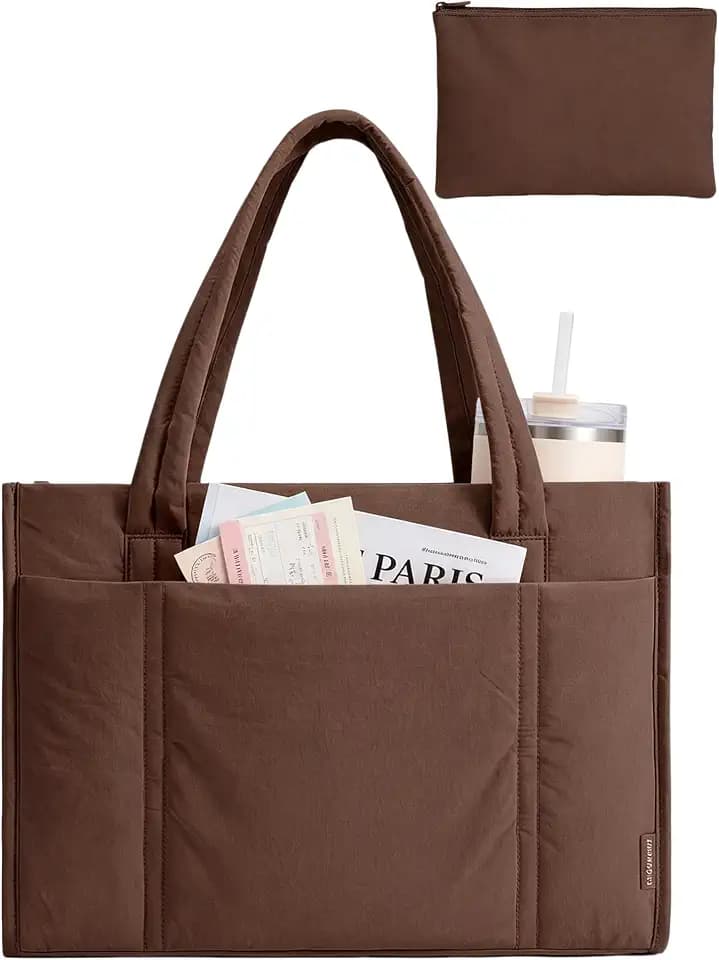 BAGSMART Puffer Tote Bag for Women, 21L/26L Work Tote Shoulder Handbag