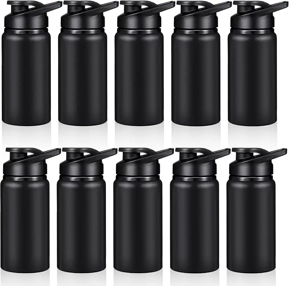 Mimorou 10 Pcs 13.5oz Aluminum Water Bottles Bulk, Black