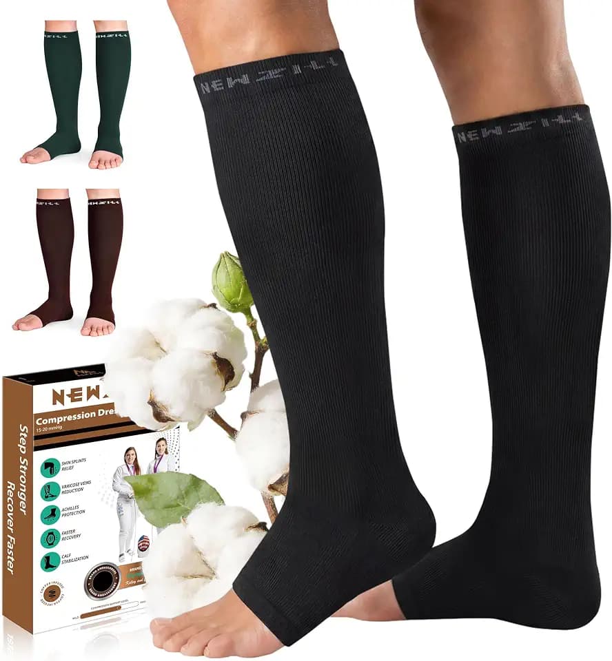 NEWZILL Open Toe Compression Socks for Women & Men, 20-30 mmHg
