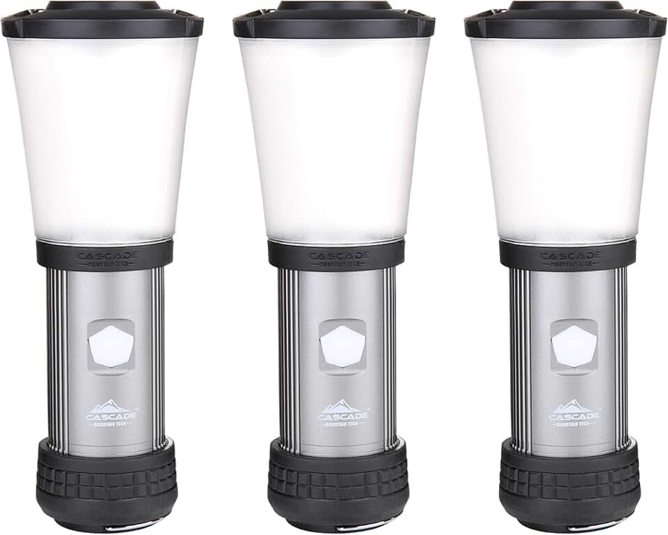 Cascade Mountain Tech 500 Lumen IPX4 wasserdichte LED-Taschenlampe Laterne mit 3 Lichtmodi für den Außen- und Notfall – 3 Stück