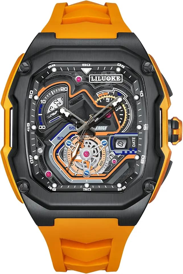 Mens Watches, Wrist Watches Luminous Design, Big Face Fashion Quartz Black Watch 30ATM, Casual Watch for Men Unique Gifts for Men