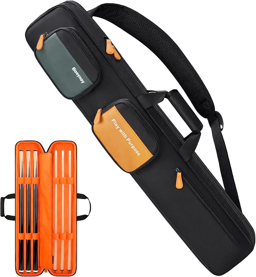 Bosynoy Pool Cue Case 3x3, Pool Stick Case Soft Padded Cue Case, Black