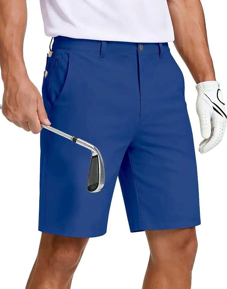 JWM Mens Golf Dress Shorts Stretch 8" & 11" Inch Inseam with Zipper Pocket