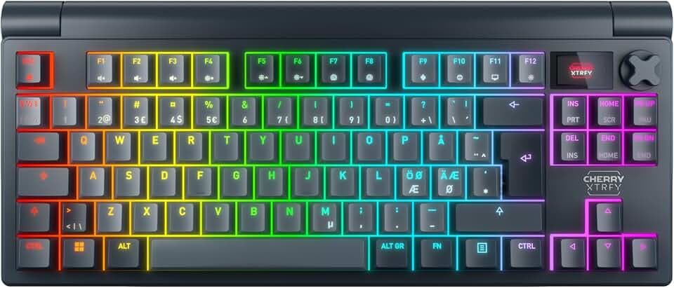 Cherry XTRFY MX 8.3 TKL Wireless, Mechanische Gaming-Tastatur ohne Nummernblock, Pan-Nordisches Layout (QWERTY), Hot Swappable MX2A RED Switches, Starfall Grey