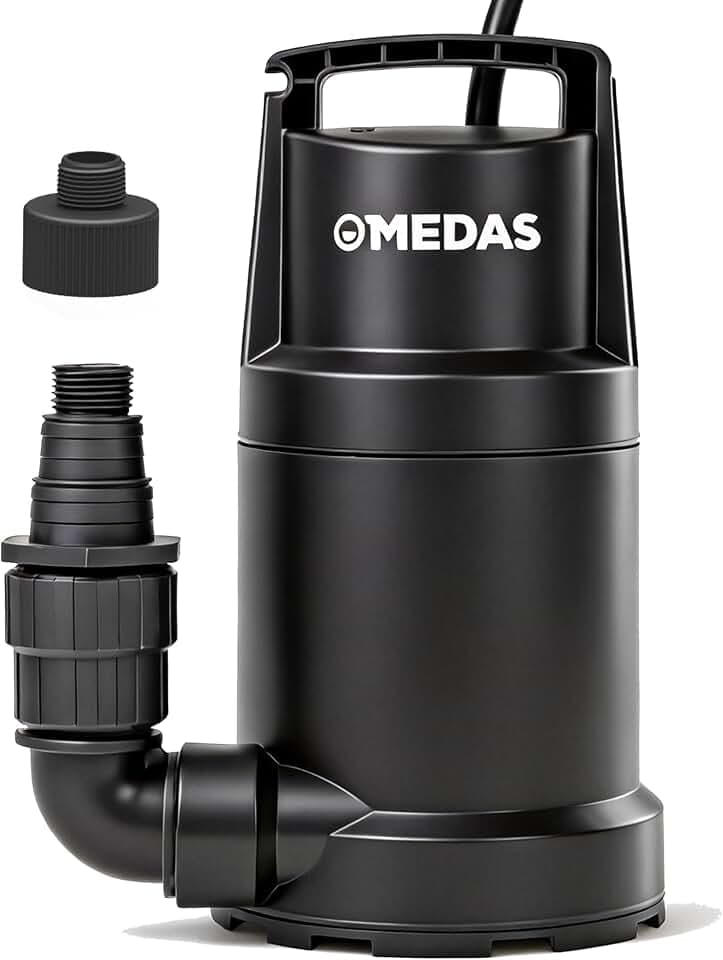 MEDAS Portable Sump Pump for Swimming Pool, Garden Pond, Basement Water Removal with 10ft Power Cord 1HP 4950GPH