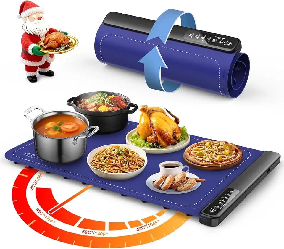 Warming Mat for Food,24x15Inch Warming Trays with 4 Temperature Levels 10 Seconds Heating Tech，Silicone Electric Warmer for Parties Buffet,Dining and Hosting