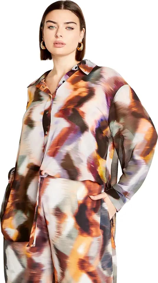 City Chic Women's Sheer Lover Print Shirt
