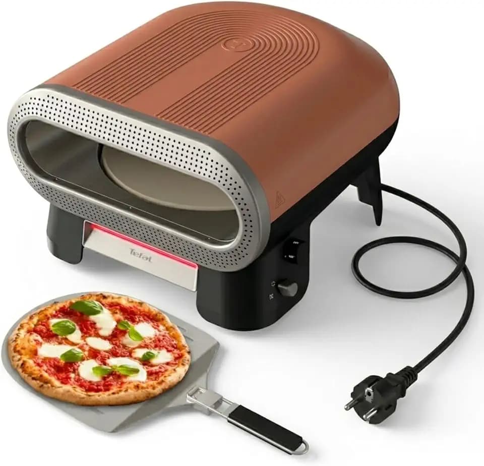 Tefal Pizza Pronto elektrischer Outdoor-Pizzaofen, automatischer Drehstein