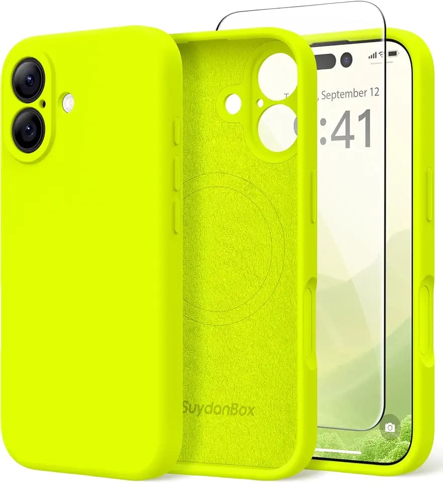 Magnetic for iPhone 17 Case Silicone Fluorescent Green