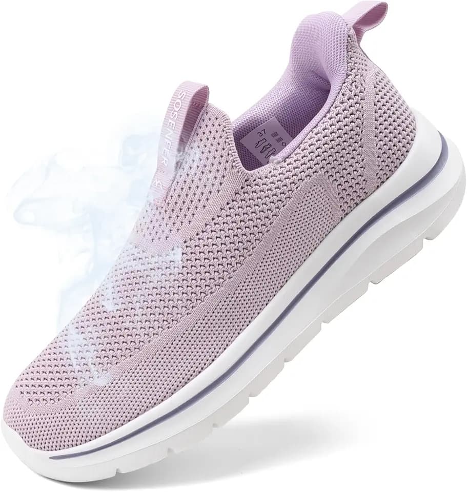 Sosenfer Damen Slip On Sneaker Atmungsaktiv Turnschuhe Leicht Mesh Sportschuhe Walkingschuhe Bequme Schlupfschuhe