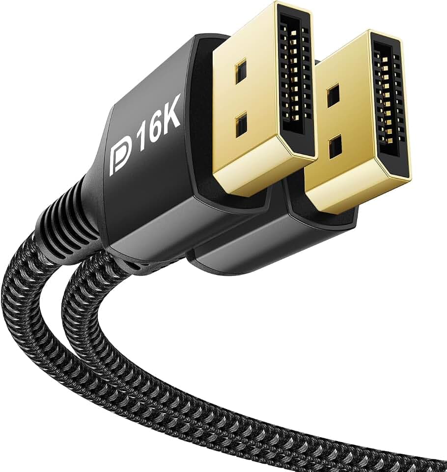 Stouchi 16K DisplayPort Kabel 2.1 2M [16K@60Hz 8K@240Hz 4K@540Hz] Schwarz