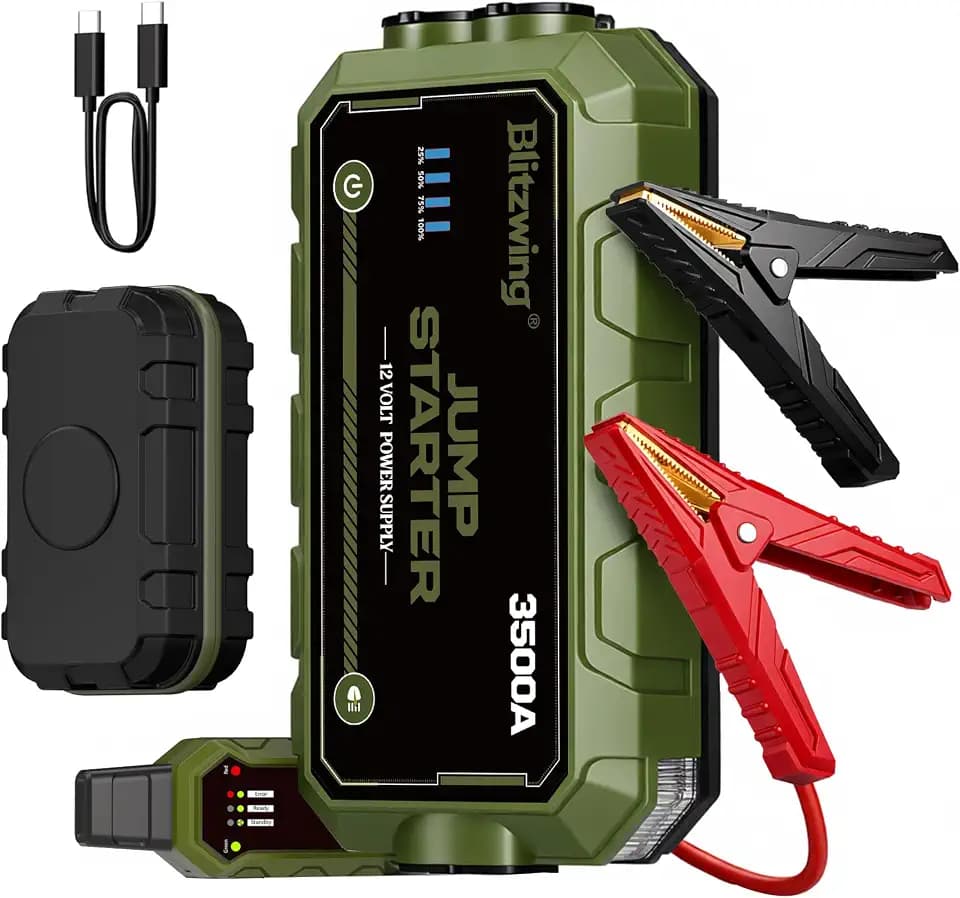3500A 12V Heavy Duty Jump Starter, Portable Jump Box Jump Pack Battery Booster for Truck RV 10L Gas 6L Diesel, PD60W Two-Way Fast Charge LED Light, 18M Standby Auto Jumper