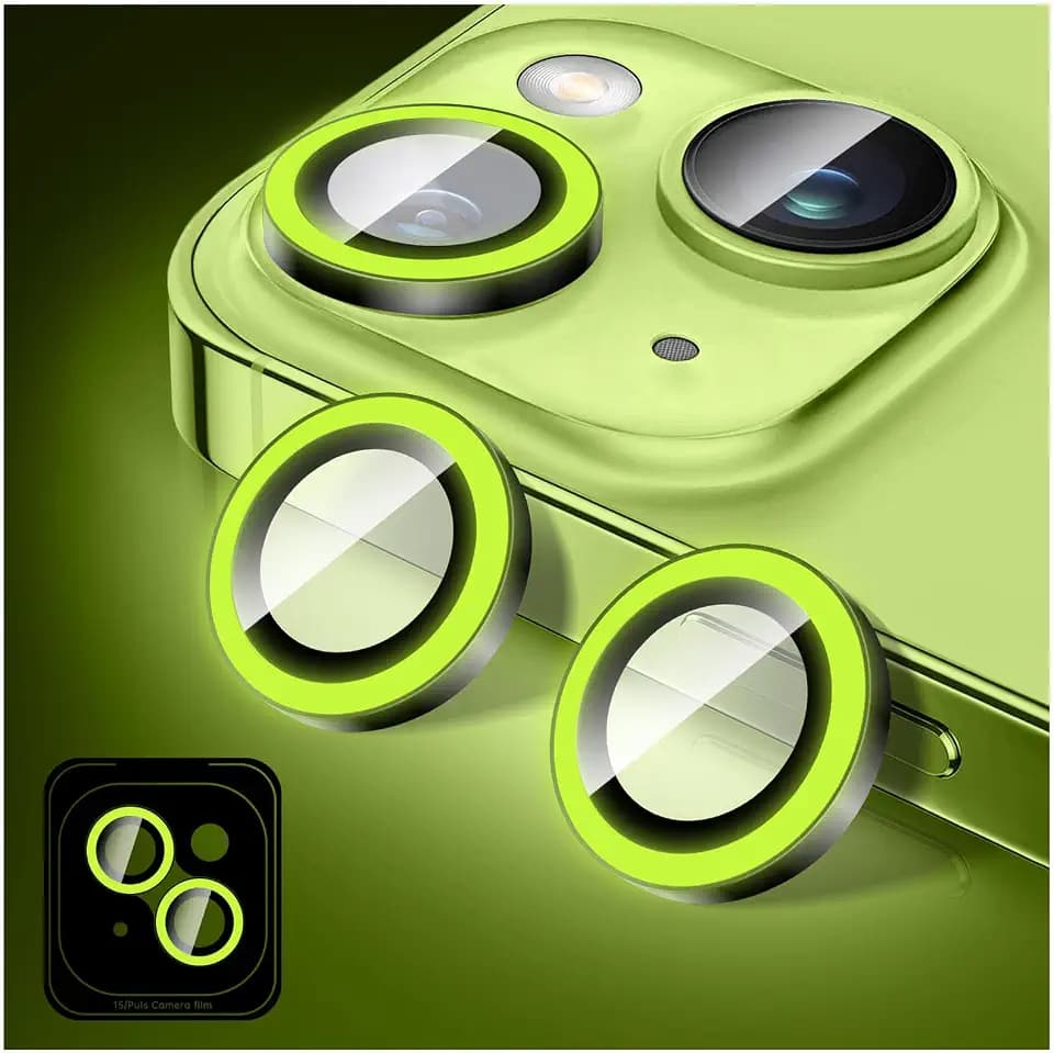 Kucheed Luminous Camera Lens Protector Compatible for iPhone 17, Bling Noctilucent 9H Tempered Glass Camera Cover Film Stickers, Glow in the Dark Automatic Alignment Alloy Rings