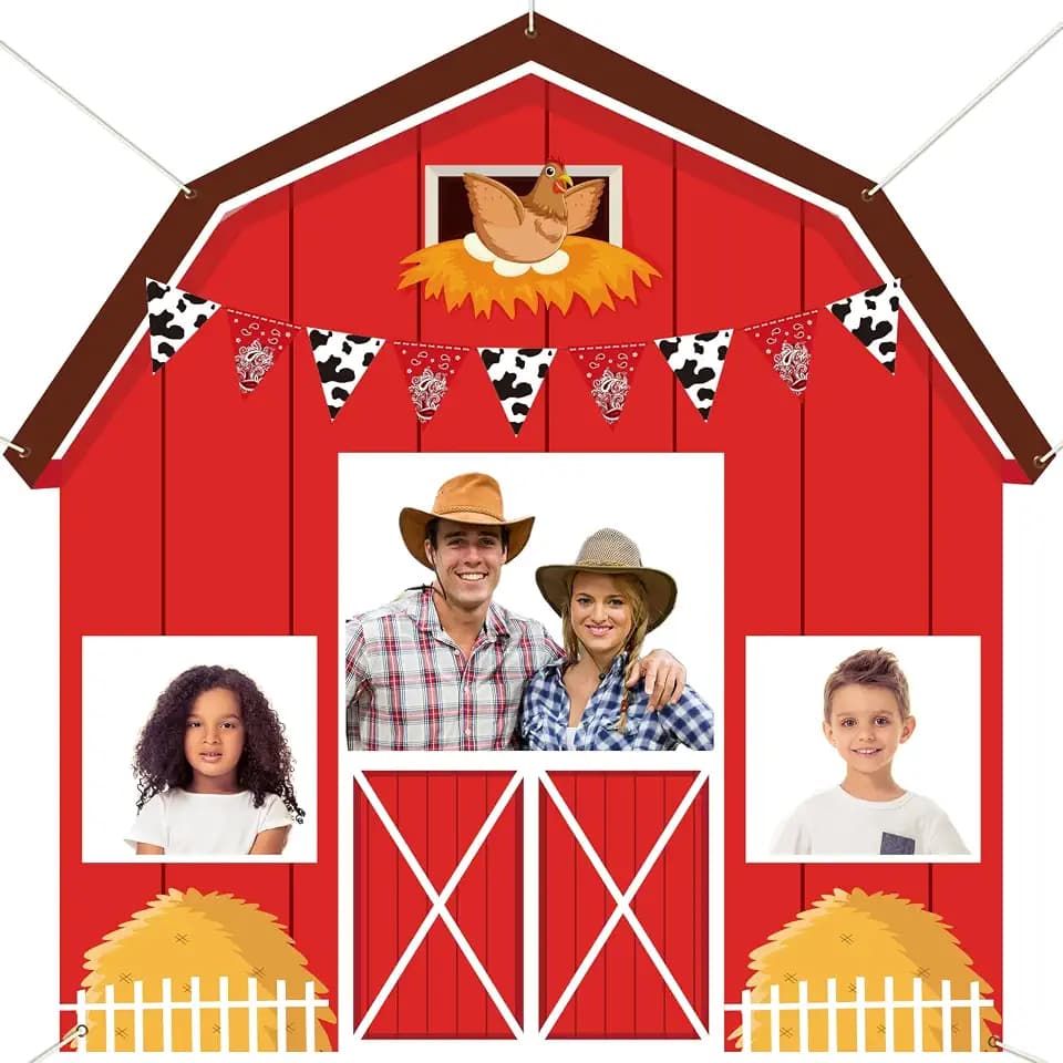 Farm Animal Party Decorations Farm Barn Backdrop 72.8 x 43.3 Inch Barnyard Photography Props Photo Booth for Farmhouse Baby Shower Party Supply