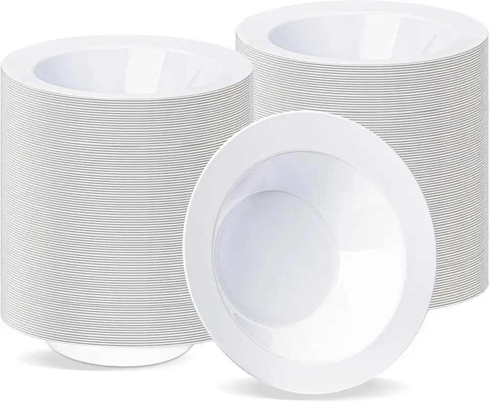 BESTVIP 12 Oz 200PCS White Plastic Bowls